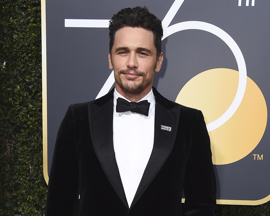 FILE - In this Jan. 7, 2018 file photo, James Franco arrives at the 75th annual Golden Globe Awards in Beverly Hills, Calif. Facing accusations by an actress and a filmmaker over alleged sexual misconduct, James Franco said on CBS’ “The Late Show with Stephen Colbert” on Tuesday the things he’s heard aren’t accurate but he supports people coming out “because they didn’t have a voice for so long.” (Photo by Jordan Strauss/Invision/AP, File)