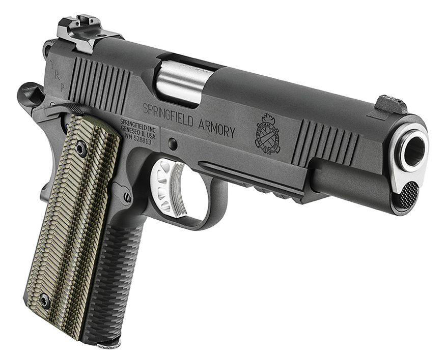 Springfield Armory Operator 10mm - the conpany’s most elite production 1911, is now available in 10mm. Forged steel frames and slides are coated in a highly corrosion-resistant Black-T finish and precision fitted to Match Grade stainless steel barrels with fully supported ramps. Accessory rails allow attachment of lights and lasers. 3-dot tritium night sights, featuring a tactical-rack rear in the 5” version, and fully adjustable rear in the 6” model. Ambidextrous safety and SA Gen 2 Speed Trigger with a 4.5- to 5-pound pull deliver custom-grade feel and performance. A heavier slide/barrel combination with an optimized recoil spring properly balances the 10mm recoil.
