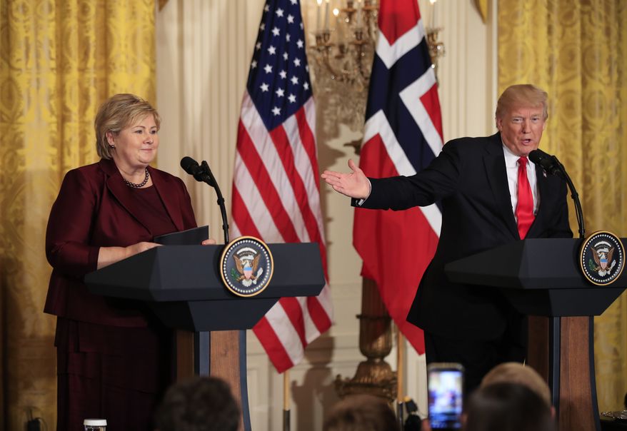 In this Wednesday, Jan. 10, 2018 file photo, US President Donald Trump speaks during a joint news conference with Norwegian Prime Minister Erna Solberg in the East Room of the White House in Washington. Africans woke up on Friday Jan. 12, 2018 to find President Donald Trump taking an interest in their continent. Using vulgar language, Trump on Thursday questioned why the U.S. would accept more immigrants from Africa rather than places like Norway in rejecting a bipartisan immigration deal. (AP Photo/Manuel Balce Ceneta, File)
