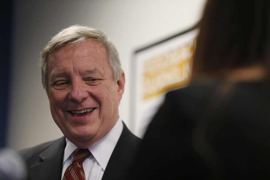 Sen. Dick Durbin, an Illinois Democrat, speaks to students of Year Up Chicago, a one-year long job training program that provides low-income young adults, Friday, Jan. 12, 2018, in Chicago. The senator present at a White House immigration meeting says President Donald Trump used vulgar language to describe African countries, saying he &quot;said these hate filled things and he said them repeatedly.&quot; (AP Photo/Kiichiro Sato)