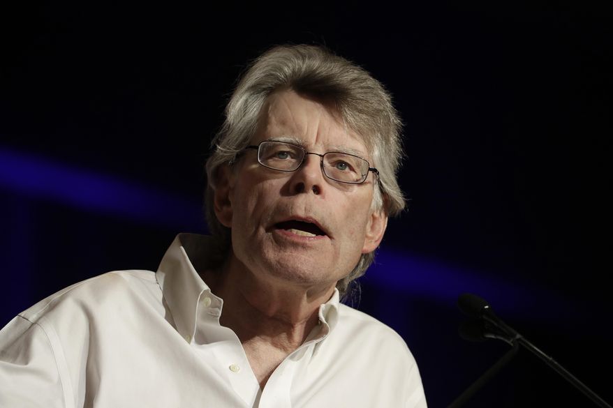 File-This June 1, 2017, file photo, author Stephen King speaks at Book Expo America in New York. There’s a whiff of horror about PEN America’s new Literary Service Award winner, it’s Stephen King. The literary and human rights organization will honor King with the award May 22 at the American Museum of Natural History. His new novel, “The Outsider,” is also published on that date. (AP Photo/Mark Lennihan, File)