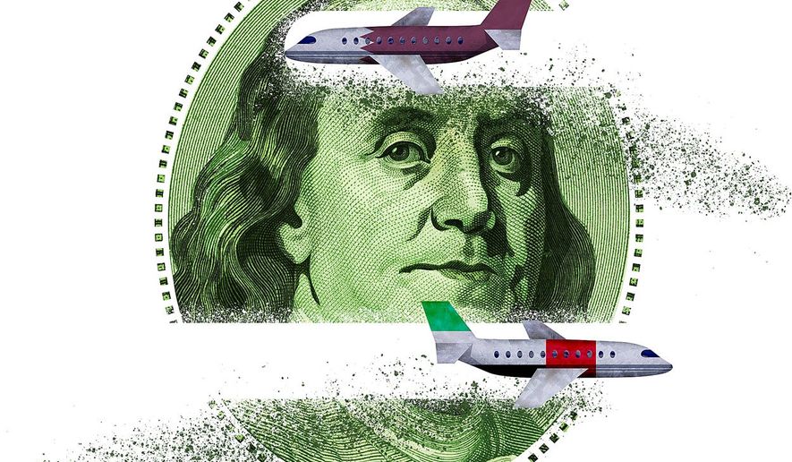 Unfair Trade Practices in Commercial Air Travel Illustration by Greg Groesch/The Washington Times