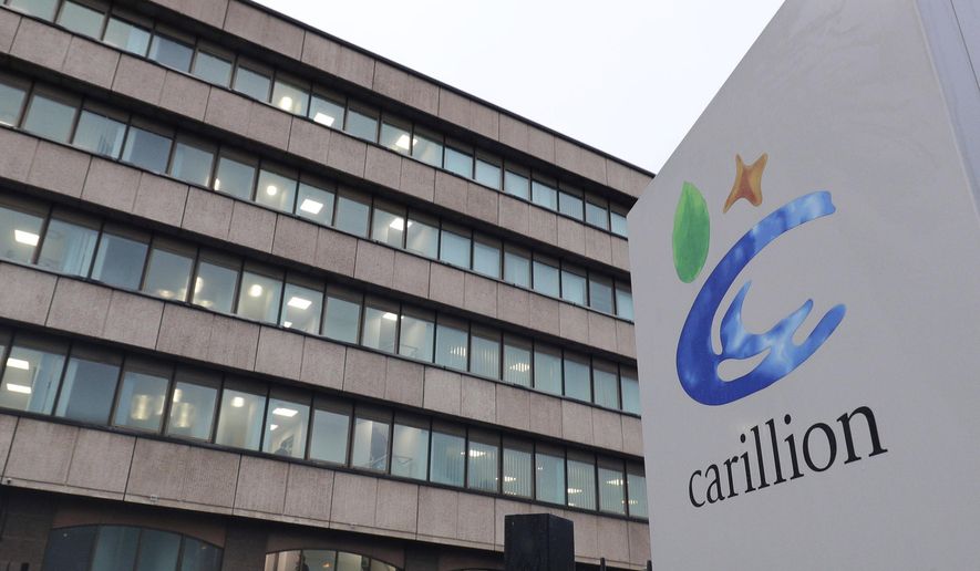 A general view of the Carillion company headquarters building in Wolverhampton, England, Monday Jan. 15, 2018, as the construction giant goes into liquidation putting thousands of jobs and millions of pounds worth of British government contracts at risk. In a statement released Monday, Carillion says it had no choice but to go into liquidation after weekend talks with creditors and government officials failed. (Aaron Chown/PA via AP)