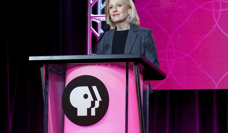 FILE - In this Jan. 15, 2017 file photo, President and CEO Paula Kerger speaks at the PBS's Executive Session at the 2017 Television Critics Association press tour in Pasadena, Calif. PBS, which dealt with sexual misconduct allegations in its own backyard, will air a series examining the pressing social issue. The five-part series, "#MeToo, Now What?" will address how we got here and how "we can use this moment to effect positive and lasting change," Kerger said Tuesday, Jan. 16, 2018. (Photo by Willy Sanjuan/Invision/AP, File)