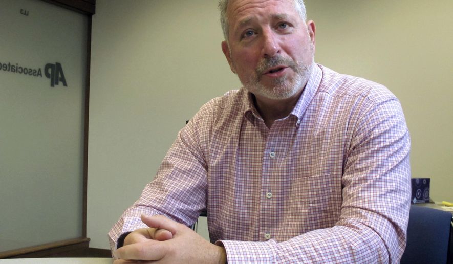FILE - In this July 10, 2017, file photo, Milwaukee businessman and entrepreneur Andy Gronik tells The Associated Press he plans to run for Wisconsin governor in 2018 during an interview in Madison, Wis. Gronik is one of nine top tier Democrats seeking to challenge incumbent Republican Gov. Scott Walker in November. (AP Photo/Scott Bauer, File