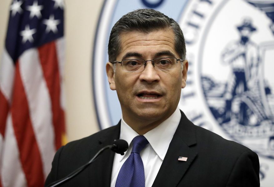 FILE - This Aug. 14, 2017 file photo California Attorney General Xavier Becerra speaks during a press conference at San Francisco City Hall. Becerra is concerned about open-ended immigration sweeps when he and other officials say the Trump administration should be concentrating on deporting dangerous felons. Becerra said Wednesday, Jan. 17, 2018, that it is the federal government's responsibility to protect the nation's borders.(AP Photo/Marcio Jose Sanchez,File)