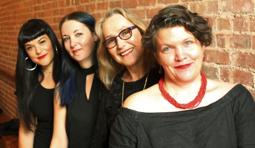 This image released by DotDotDotMusic shows Beth Morrison, from left, Jecca Barry, Kim Whitener, and Kristin Marting, directors of The Prototype Festival running through Jan. 20 in New York. (Noah Stern Weber/DotDotDotMusic via AP)