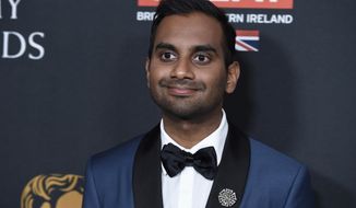 FILE - In this Friday, Oct. 27, 2017 file photo, Aziz Ansari arrives at the BAFTA Los Angeles Britannia Awards in Beverly Hills, Calif. What makes a private sexual encounter newsworthy? A little-known website raised that very question after publishing an unidentified woman’s vivid account of the sexual advances of the comedian. (Photo by Chris Pizzello/Invision/AP)