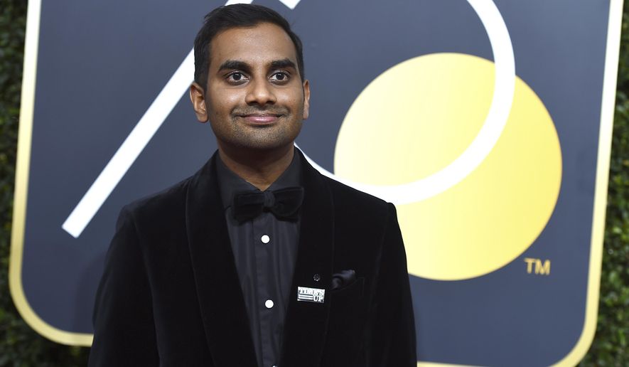 FILE - In this Sunday, Jan. 7, 2018 file photo, Aziz Ansari arrives at the 75th annual Golden Globe Awards in Beverly Hills, Calif. The publication of an account by a woman identified only as "Grace" detailing her 2017 encounter with comedian Aziz Ansari intimated that Ansari deserved inclusion in the ranks of abusive perpetrators, yet many readers _ women and men _ concluded the encounter amounted to an all-too-common instance of bad sex during a date gone awry. (Photo by Jordan Strauss/Invision/AP)