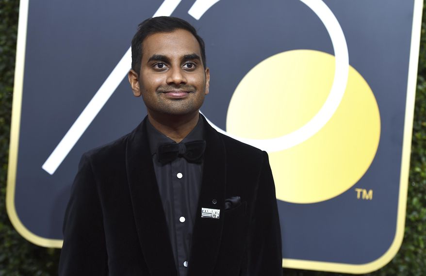 FILE - In this Sunday, Jan. 7, 2018 file photo, Aziz Ansari arrives at the 75th annual Golden Globe Awards in Beverly Hills, Calif. The publication of an account by a woman identified only as "Grace" detailing her 2017 encounter with comedian Aziz Ansari intimated that Ansari deserved inclusion in the ranks of abusive perpetrators, yet many readers _ women and men _ concluded the encounter amounted to an all-too-common instance of bad sex during a date gone awry. (Photo by Jordan Strauss/Invision/AP)