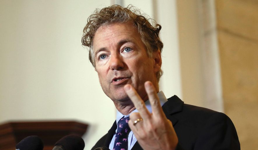 Sen. Rand Paul, R-Ky., speaks during a news conference on Capitol Hill in Washington, in this Sept. 25, 2017, file photo. (AP Photo/Pablo Martinez Monsivais) ** FILE **