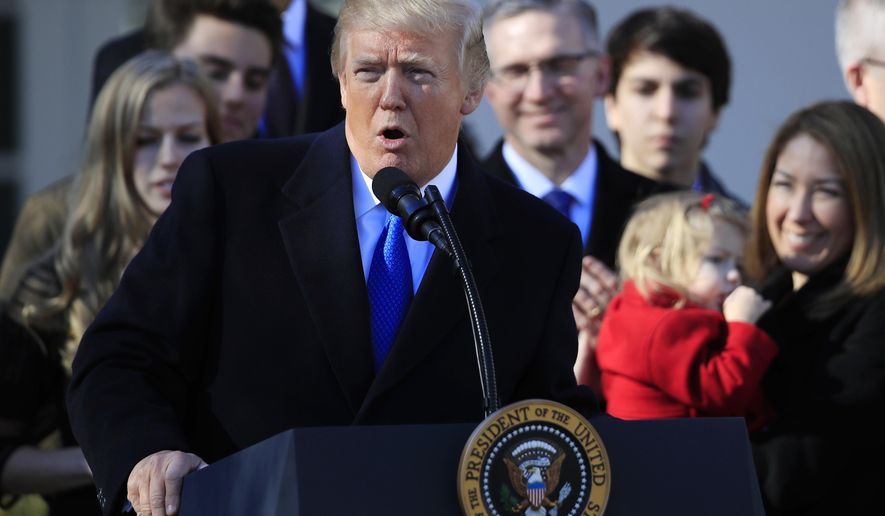 President Donald Trump speaks to participants of the annual March for Life event, in the Rose Garden of the White House in Washington, Friday, Jan. 19, 2018. (AP Photo/Manuel Balce Ceneta)