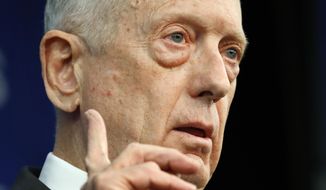 Defense Secretary James Mattis speaks about the National Defense Review, Friday, Jan. 19, 2018, in Washington. China&#39;s expanding military and an increasingly aggressive Russia are among the U.S. military&#39;s top national security priorities, the Pentagon said Friday. (AP Photo/Jacquelyn Martin)