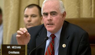 FILE - In this March 20, 2013 file photo, Rep. Patrick Meehan, R-Pa. speaks on Capitol Hill in Washington.  House Speaker Paul Ryan ordered an Ethics Committee investigation Saturday, Jan. 20, 2018, after the New York Times reported that Meehan used taxpayer money to settle a complaint that stemmed from his hostility toward a former aide who rejected his romantic overtures. (AP Photo/Jacquelyn Martin, File)