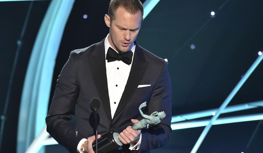 Alexander Skarsgard accepts the award for outstanding performance by a male actor in a television movie or limited series for &amp;quot;Big Little Lies&amp;quot; at the 24th annual Screen Actors Guild Awards at the Shrine Auditorium &amp;amp; Expo Hall on Sunday, Jan. 21, 2018, in Los Angeles. (Photo by Vince Bucci/Invision/AP)