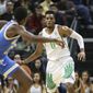 UCLA&#39;s Prince Ali, left, runs down court ahead of Oregon&#39;s Troy Brown Jr. during the first half of an NCAA college basketball game Saturday, Jan. 20, 2018, in Eugene, Ore. (AP Photo/Chris Pietsch) ** FILE **