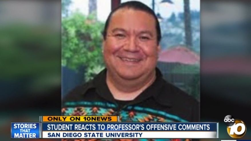 San Diego State University scholar Oscar Monge was dropped from the school's spring 2018 semester. A report by the California Attorney General's office recently concluded that he discriminated against a white student. (Image: ABC-10 San Diego screenshot) ** FILE **