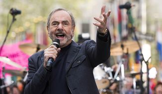 In this Oct. 20, 2014, file photo, Neil Diamond performs on NBC&#39;s &quot;Today&quot; show in New York. Diamond is retiring from touring after he says he was diagnosed with Parkinsons disease. Diamond turns 77 on Wednesday. Jan. 24, 2018, and will get the lifetime achievement award at Sundays Grammy awards. (Photo by Charles Sykes/Invision/AP, File)