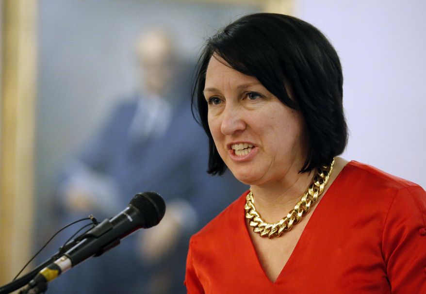 Republican Rep. Karianne Lisonbee of Clearfield, speaks during news conference at the Utah State Capitol Monday, Jan. 22, 2018, in Salt Lake City. Lisonbee wants to bar doctors from performing abortions sought because of a diagnosis of Down syndrome even though legislative lawyers warn that there's a high probability that a court will find the law unconstitutional. (AP Photo/Rick Bowmer)