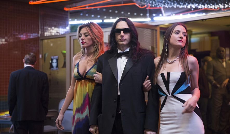 This image released by A24 shows James Franco in a scene from "The Disaster Artist." Franco failed to receive an Oscar nomination for best actor on Tuesday, Jan. 23, 2018.  (Justina Mintz/A24 via AP)
