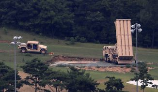 In a major review of the Pentagon, a top official called for buying more current systems, including the Terminal High Altitude Area Defense, or THAAD, like the one seen here at a golf course in South Korea. (Associated Press)