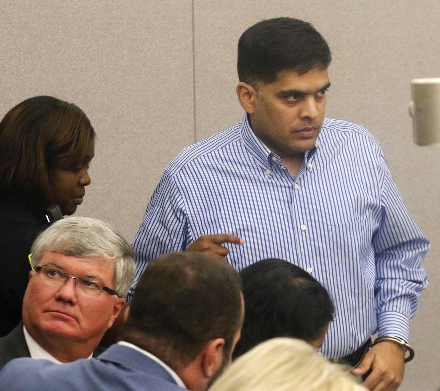 FILE - In this Nov. 29, 2017, file photo, Wesley Mathews, father of Sherin Mathews, appears at a court hearing in Dallas. Wesley and Sini Mathews, who are facing charges over the death of their 3-year-old daughter, Sherin, whom they adopted in India, have lost parental rights to their 4-year-old biological daughter. A judge in Dallas on Friday, Jan. 26, 2018, terminated the couple's parental rights. Both remain jailed. Both had agreed to permanently relinquish their rights to their older child, who was placed with relatives following the death of Sherin Mathews. (David Woo/The Dallas Morning News via AP, Pool)