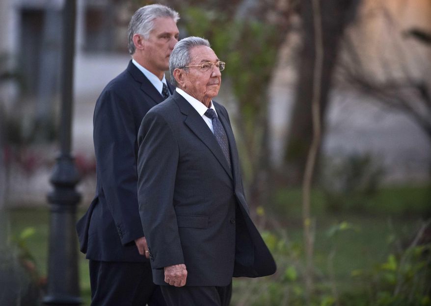 Cuban Vice President Miguel Diaz-Canel (left) is the long-presumed successor to President Raul Castro, but it is unclear how much power he will have with Mr. Castro still leading the nation&#x27;s Communist Party. (Associated Press/File)