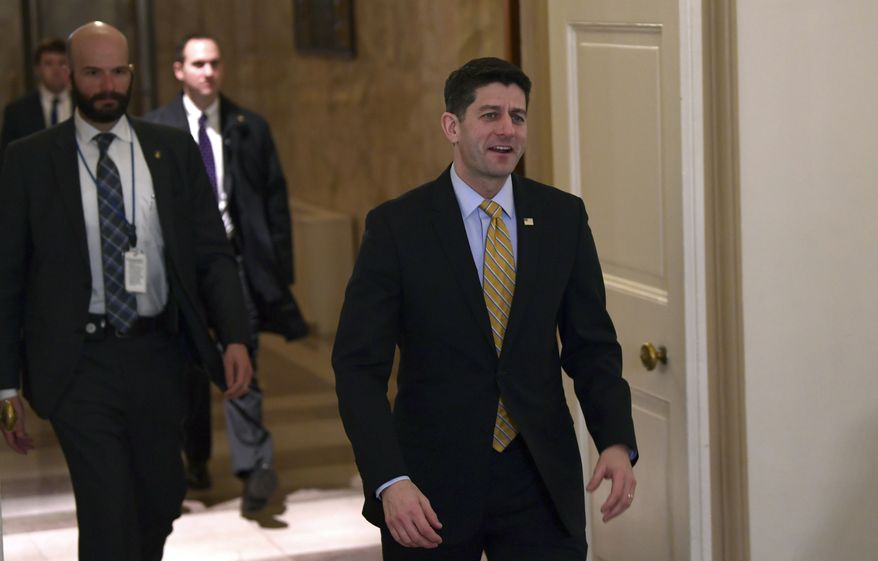 House Speaker Paul Ryan of Wis., arrives on Capitol Hill in Washington, Monday, Jan. 29, 2018. (AP Photo/Susan Walsh) ** FILE **