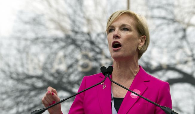 President Planned Parenthood Federation of America Cecile Richards speak to the crowd during the women&#x27;s march rally, Saturday, Jan. 21, 2017, in Washington. (AP Photo/Jose Luis Magana) ** FILE **