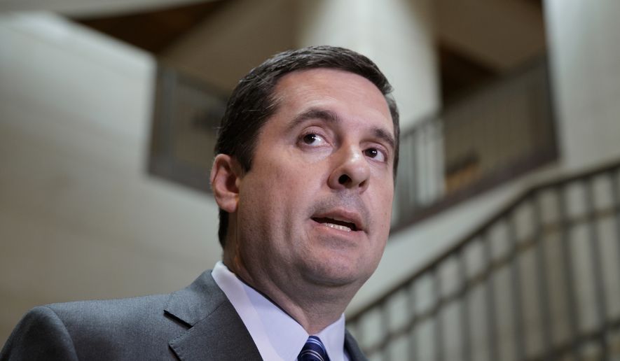 House Intelligence Committee Chairman Devin Nunes, R-Calif., speaks to reporters on Capitol Hill in Washington, Friday, March 24, 2017. Nunes said Friday that Paul Manafort, the former campaign chairman for President Donald Trump, volunteered to be interviewed by committee members. (AP Photo/J. Scott Applewhite)