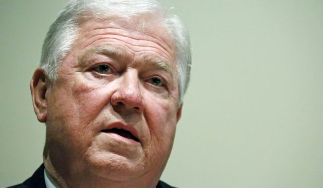 Former Mississippi Gov. Haley Barbour tells a predominately black audience at Jackson State University in Jackson, Miss., Tuesday, April 21, 2015, that the state and nation would be better served with more racial diversity within the Democratic and Republican parties. Barbour, who was Republican National Committee chairman in the mid-1990s, says Mississippi does not need a white party and a black party. (AP Photo/Rogelio V. Solis)