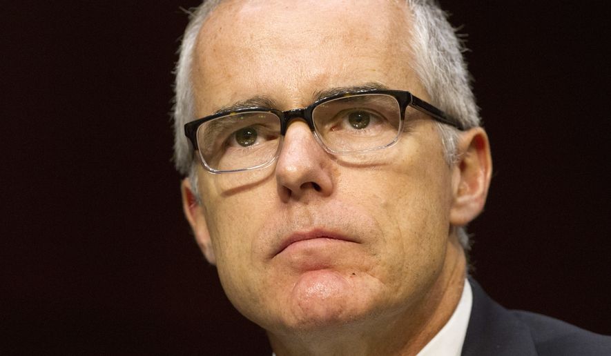 Acting FBI Director Andrew McCabe listens on Capitol Hill in Washington, Thursday, May 11, 2017, while testifying before the Senate Intelligence Committee hearing on worldwide threats. (AP Photo/Jacquelyn Martin)