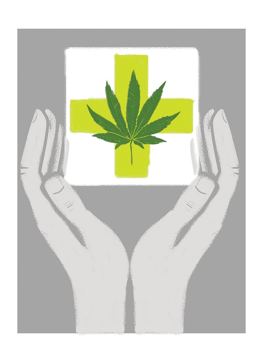 Illustration on marijuana federalism by Linas Garsys/The Washington Times