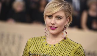 FILE - In this Sunday, Jan. 21, 2018 file photo, Greta Gerwig arrives at the 24th annual Screen Actors Guild Awards at the Shrine Auditorium &amp;amp; Expo Hall in Los Angeles. Gerwig is among the nominees at the Directors Guild Awards, being held Saturday, Feb. 3, 2018, in Beverly Hills, Calif. The untelevised ceremony also awards achievements in commercial, scripted series and live television directing. (Photo by Jordan Strauss/Invision/AP, File)