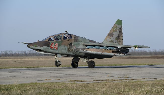 Russian Su-25 ground attack jet lands after return from Syria at a Russian air base in Primorsko-Akhtarsk, southern Russia, Wednesday, March 16, 2016. More Russian planes returned from Syria on Wednesday, two days after President Vladimir Putin ordered Russian military to withdraw most of its fighting forces from Syria, signaling an end to Russia&#x27;s five-and-a-half month air campaign. (AP Photo)
