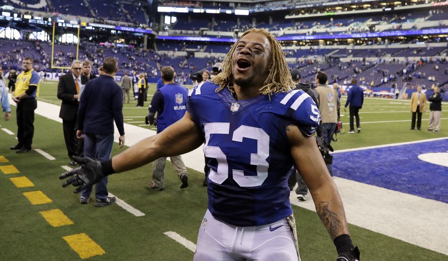 Indianapolis Colts linebacker Edwin Jackson, 26, was one of two men killed when a suspected drunken driver struck them as they stood outside their car along a highway in Indianapolis. The Colts said in a statement Sunday, Feb. 4, 3018, that the team is &quot;heartbroken&quot; by Jackson&#x27;s death. Authorities say the driver that struck them before dawn on Sunday tried to flee on foot but was quickly captured.  (AP Photo/Darron Cummings, File)