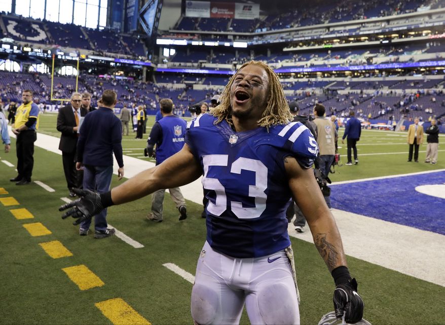 Indianapolis Colts linebacker Edwin Jackson, 26, was one of two men killed when a suspected drunken driver struck them as they stood outside their car along a highway in Indianapolis. The Colts said in a statement Sunday, Feb. 4, 3018, that the team is &quot;heartbroken&quot; by Jackson&#39;s death. Authorities say the driver that struck them before dawn on Sunday tried to flee on foot but was quickly captured.  (AP Photo/Darron Cummings, File)