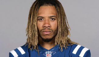 FILE - This June 13, 2017 file photo shows Indianapolis Colts football player Edwin Jackson.  Jackson, 26, was one of two men killed when a suspected drunken driver struck them as they stood outside their car along a highway in Indianapolis. The Colts said in a statement Sunday, Feb. 4, 3018, that the team is &amp;quot;heartbroken&amp;quot; by Jackson&#39;s death. Authorities say the driver that struck them before dawn on Sunday tried to flee on foot but was quickly captured.  (AP Photo, File)
