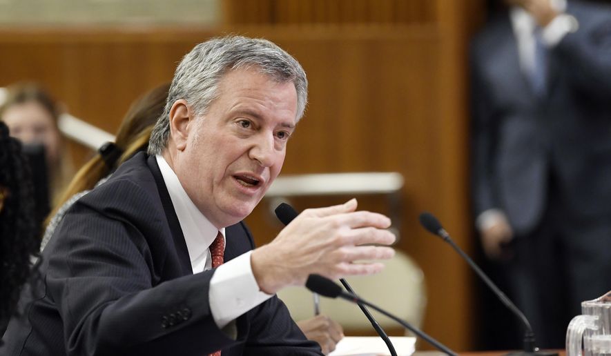 New York City Mayor Bill de Blasio talks during a joint legislative budget hearing on local government Monday, Feb. 5, 2018, in Albany, N.Y. (AP Photo/Hans Pennink) **FILE**