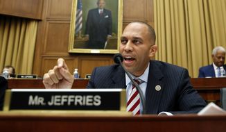 Rep. Hakeem Jeffries, D-N.Y., questions Attorney General Jeff Sessions during a House Judiciary Committee hearing on Capitol Hill, Tuesday, Nov. 14, 2017, in Washington. (AP Photo/Alex Brandon) ** FILE **