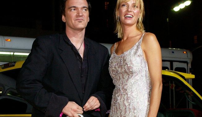 FILE - In this Sept. 29, 2003 file photo, director of the film &amp;quot;Kill Bill: Volume 1,&amp;quot; Quentin Tarantino, left, and actress Uma Thurman arrive at the premiere of the film in Los Angeles. Tarantino has expressed sorrow for the car crash that injured Uma Thurman during shooting of “Kill Bill,” calling it the biggest regret of his life. He said he had test-driven the route himself and believed it to be safe, and persuaded Thurman she could drive it. (AP Photo/Kevork Djansezian, File)