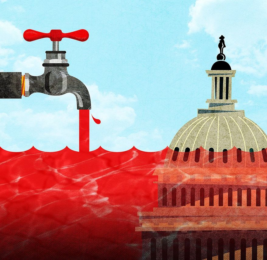 Adding to the Red Ink Illustration by Greg Groesch/The Washington Times