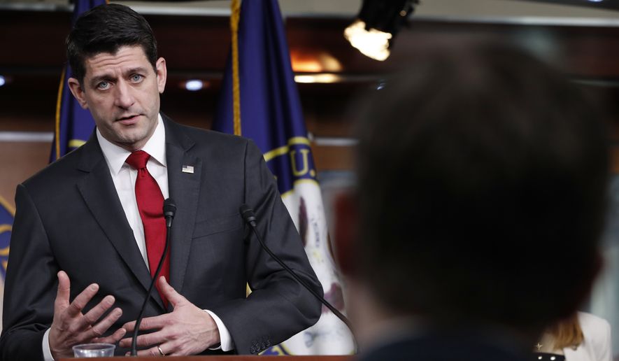 House Speaker Paul Ryan of Wis. answers a question during a news conference, Thursday, Feb. 8, 2018, on Capitol Hill in Washington. (AP Photo/Jacquelyn Martin)