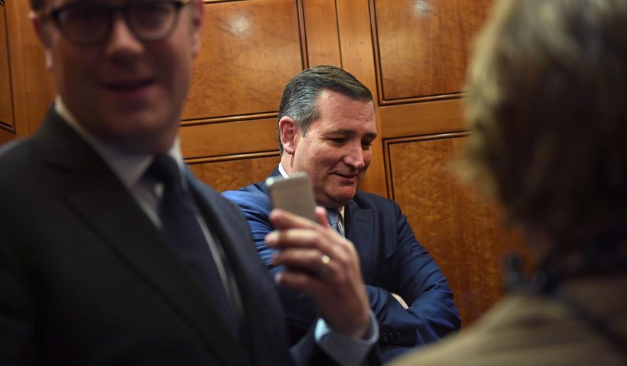 Sen. Ted Cruz has become public enemy No. 1 for the ethanol industry. He&#39;s held up federal nominees over his opposition to the national biofuels mandate.
talks with a reporter as he gets on an elevator on Capitol Hill in Washington, Friday, Dec. 1, 2017. (AP Photo/Susan Walsh) (Associated Press)