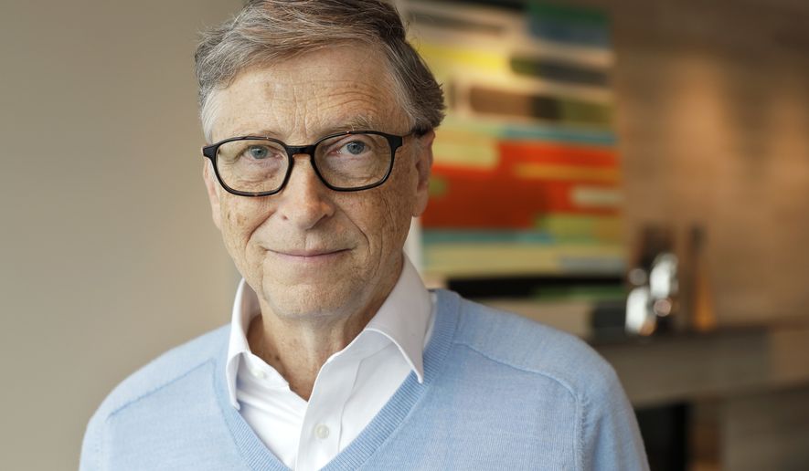 In this Feb. 1, 2018 photo, Microsoft co-founder Bill Gates, with his wife Melinda, poses for a photo before an interview with The Associated Press in Kirkland, Wash. The Gateses, as the world&#x27;s top philanthropists, are rethinking their work in America as they confront what they consider their unsatisfactory track record on schools, the country&#x27;s growing inequity and a president they disagree with more than any other. (AP Photo/Ted S. Warren)