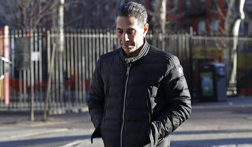 FILE - In this Jan. 31, 2018 file photo, Joseph "Skinny Joey" Merlino enters federal court in New York. On Tuesday Feb. 13, 2018 the jury hears closing statements in the trial of Merlino, a reputed Philadelphia mob boss accused of returning to a life of crime after his release from prison. (AP Photo/Mark Lennihan, File)