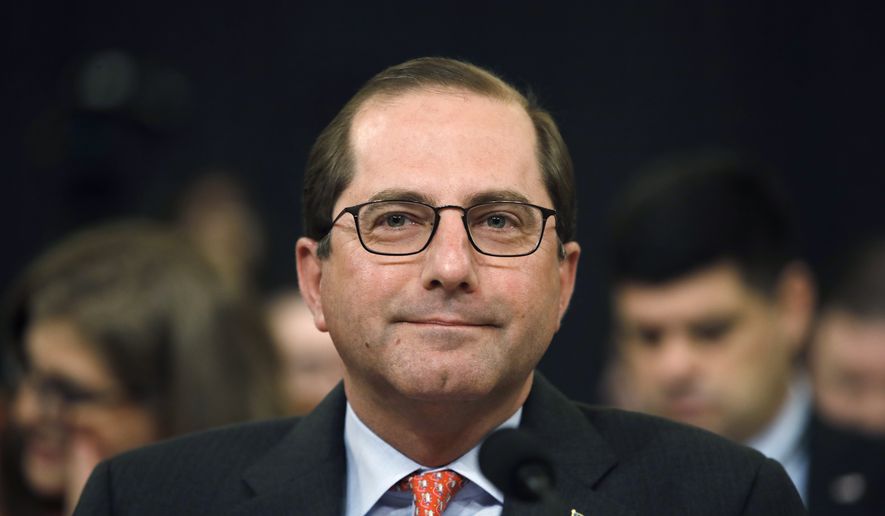 Health and Human Services Secretary Alex Azar attends a House Ways and Means Committee hearing on the FY19 budget, Wednesday, Feb. 14, 2018, on Capitol Hill in Washington. (AP Photo/Jacquelyn Martin) ** FILE **