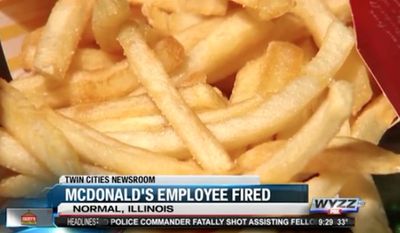 A McDonald&#39;s restaurant employee in Normal, Illinois, was fired this week after cursing at a Illinois State Police officer, the franchise owner said Tuesday. (WYZZ)