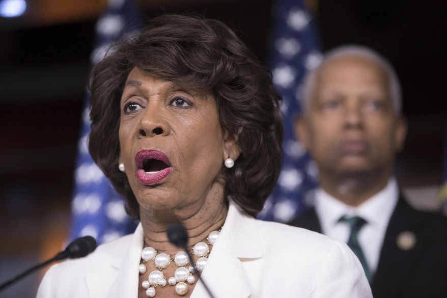 Rep. Maxine Waters, D-Calif., ranking member on the House Financial Services Committee, speaks during a news conference on Capitol Hill in Washington, July 14, 2017. (AP Photo/J. Scott Applewhite)