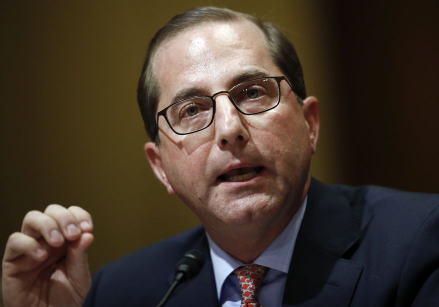 FILE - In this Jan. 9, 2018, file photo, Alex Azar testifies during a Senate Finance Committee hearing on Capitol Hill in Washington. A Senate committee has signed off on Azar, President Donald Trump's pick for health secretary, clearing the way for final confirmation by the full Senate. (AP Photo/Carolyn Kaster)